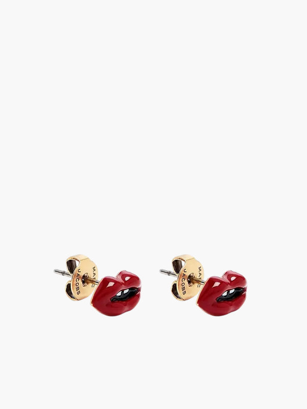 Marc Jacobs Lips Stud Earrings Gold/Red