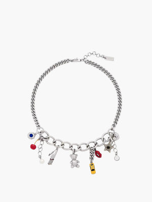 Marc Jacobs Trinket Charm Necklace Silver/Multi