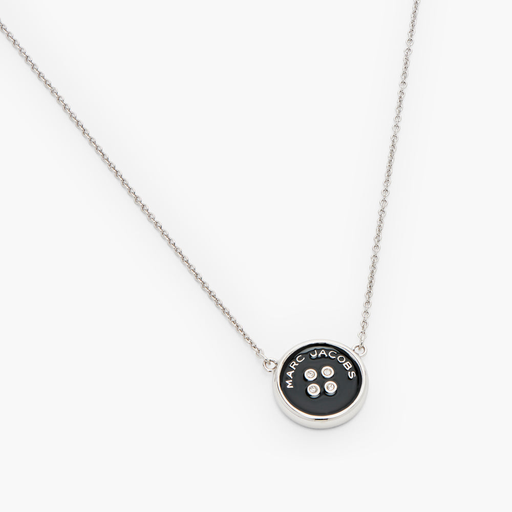 Marc Jacobs Necklace Button Pendant Silver/Black