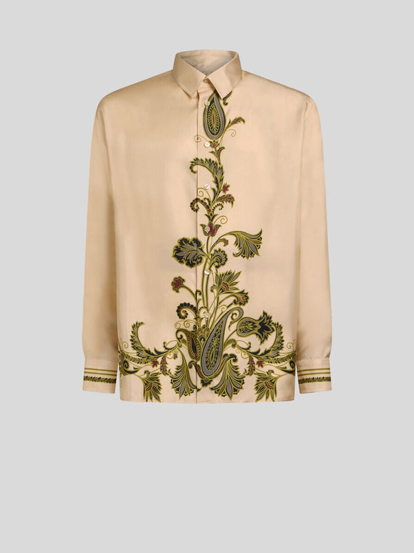 Etro Shirt Straight Hem Casual Shirt L/S Tan-Brown