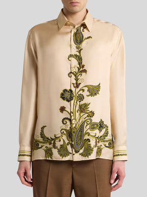 Etro Shirt Straight Hem Casual Shirt L/S Tan-Brown