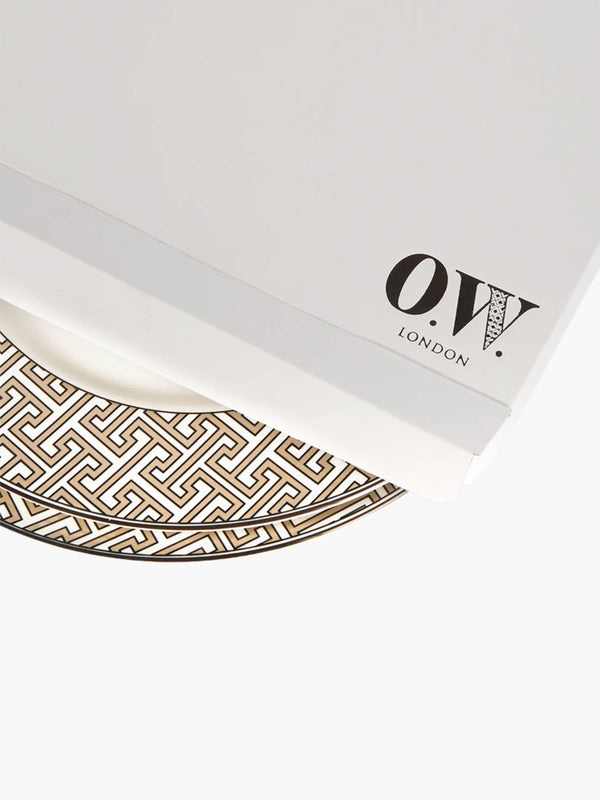 O.W.London Dessert Plate Pk2 Truffle Maze Design Boxed