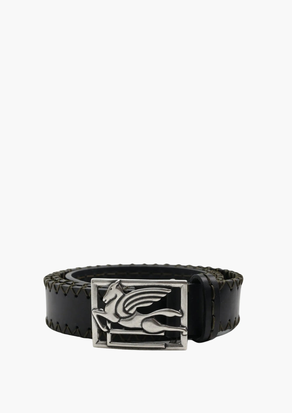 Etro Belt  Leather + Threads 3,5Cm Black